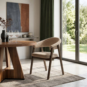 Stoff Stuhl Dunkle Eiche - Amber Braungrau