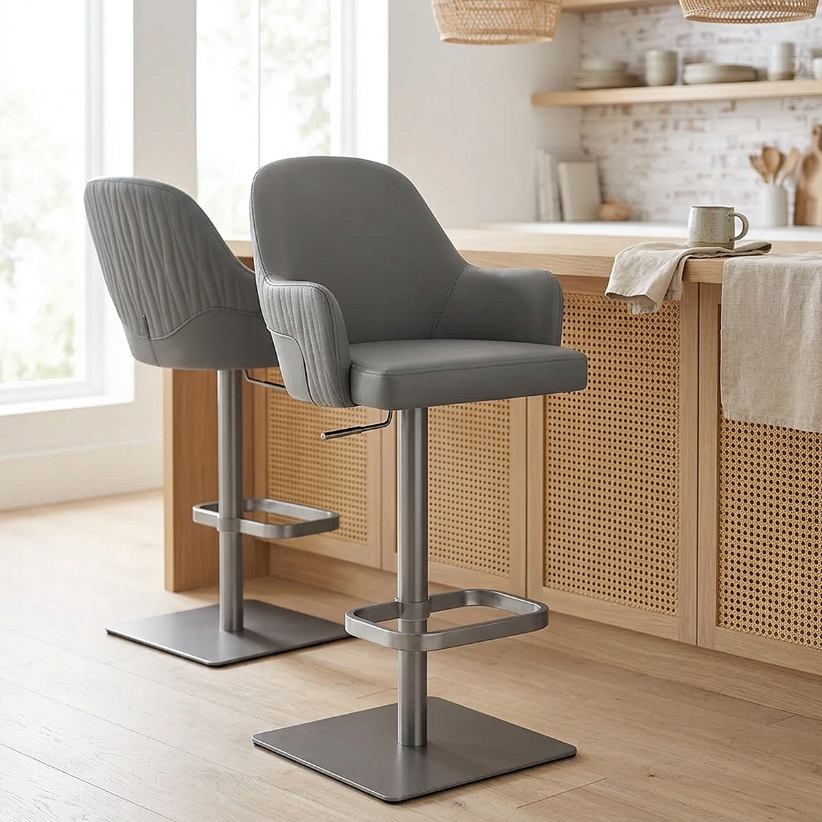 Sgabello Ecopelle Graphite - Antonia Grigio scuro