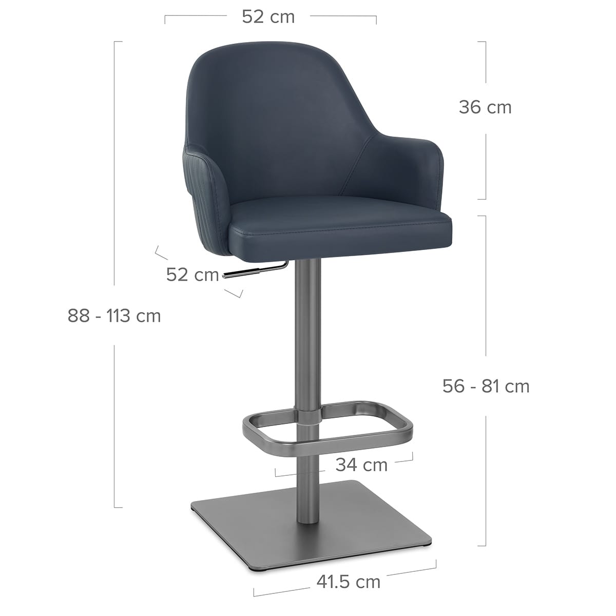 Graphit Barhocker Kunstleder - Antonia Blau