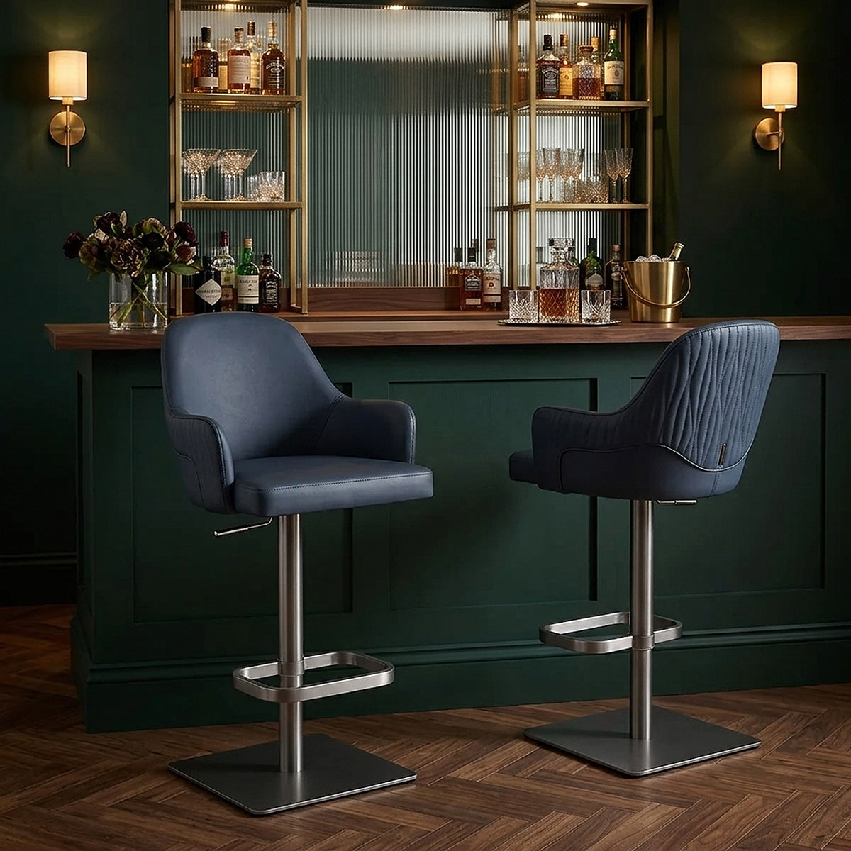 Sgabello Ecopelle Graphite - Antonia Blu