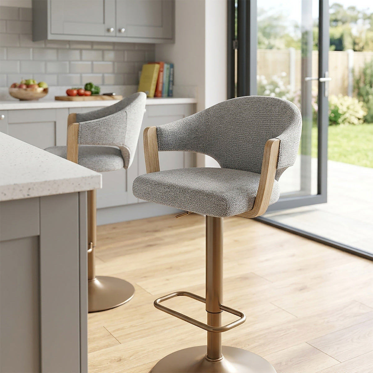 Sgabello Tessuto Rame - Arco Grigio