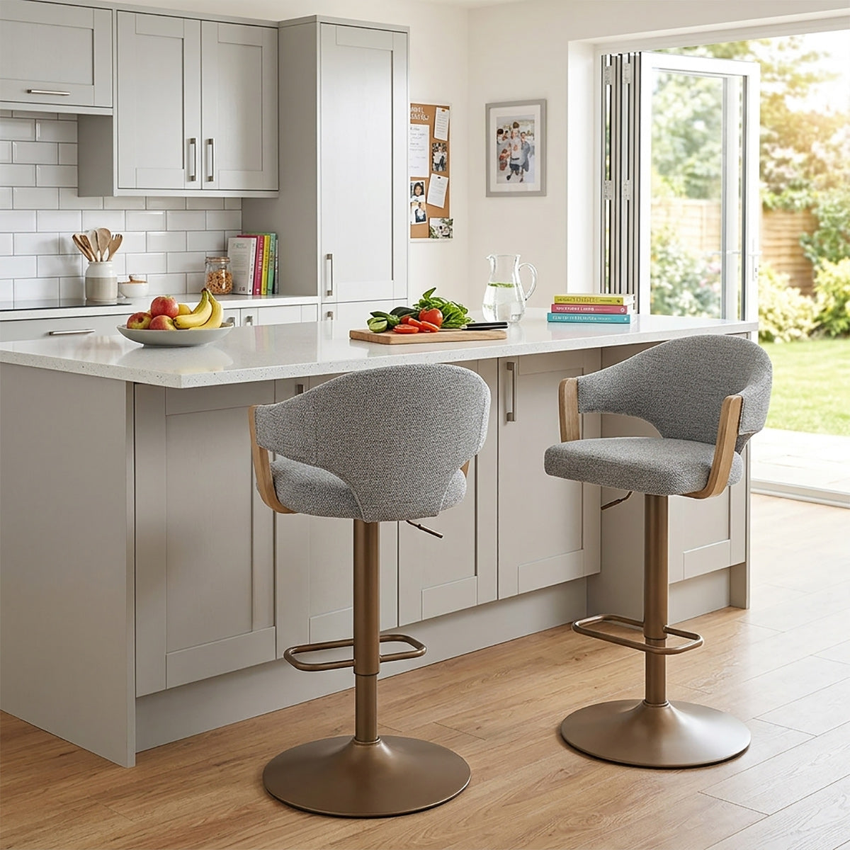 Sgabello Tessuto Rame - Arco Grigio