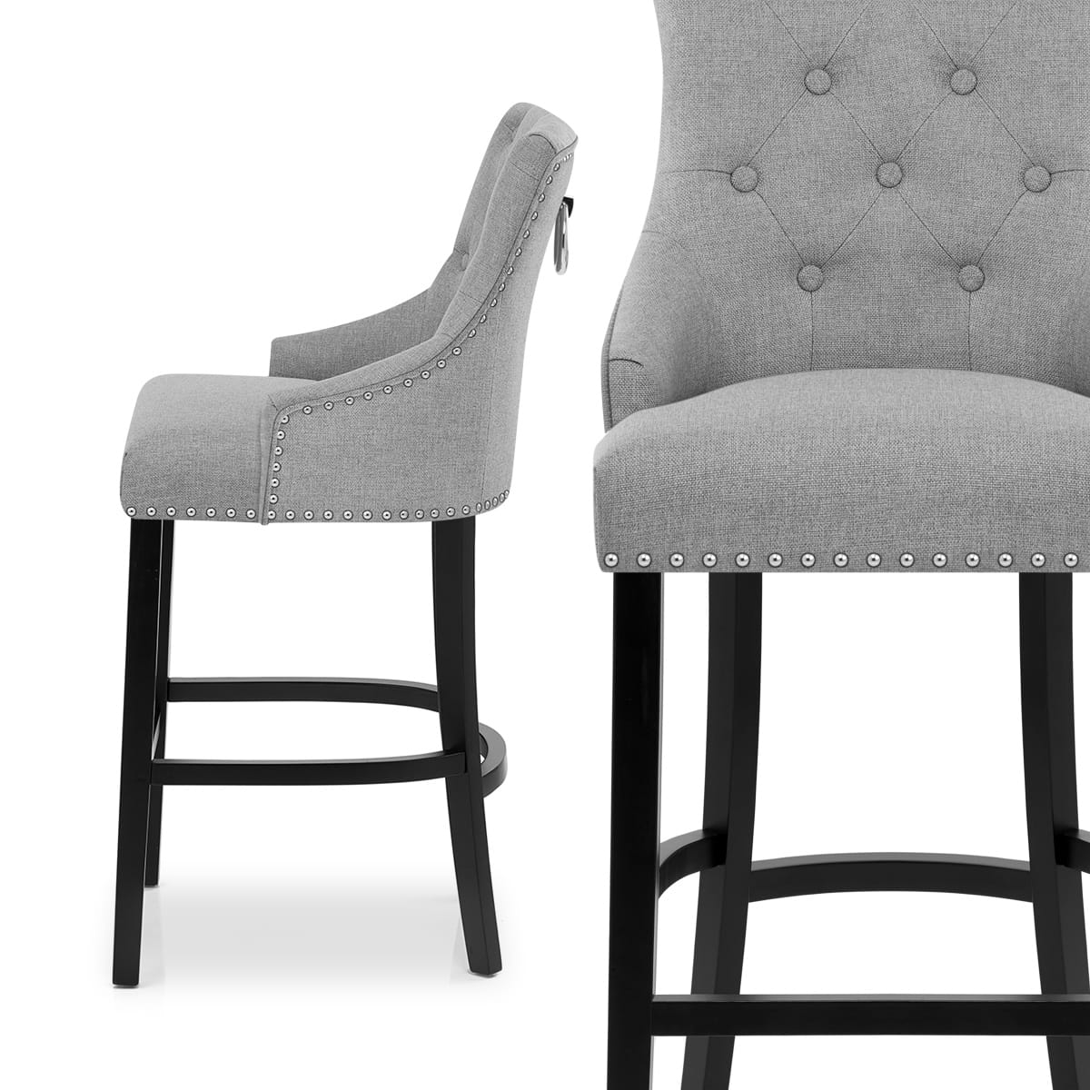 Sgabello Tessuto Legno - Ascot Grigio