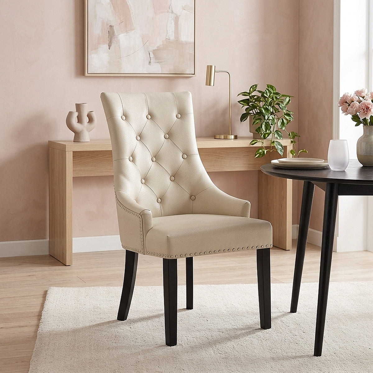 Esszimmerstuhl - Ascot - Leder Beige