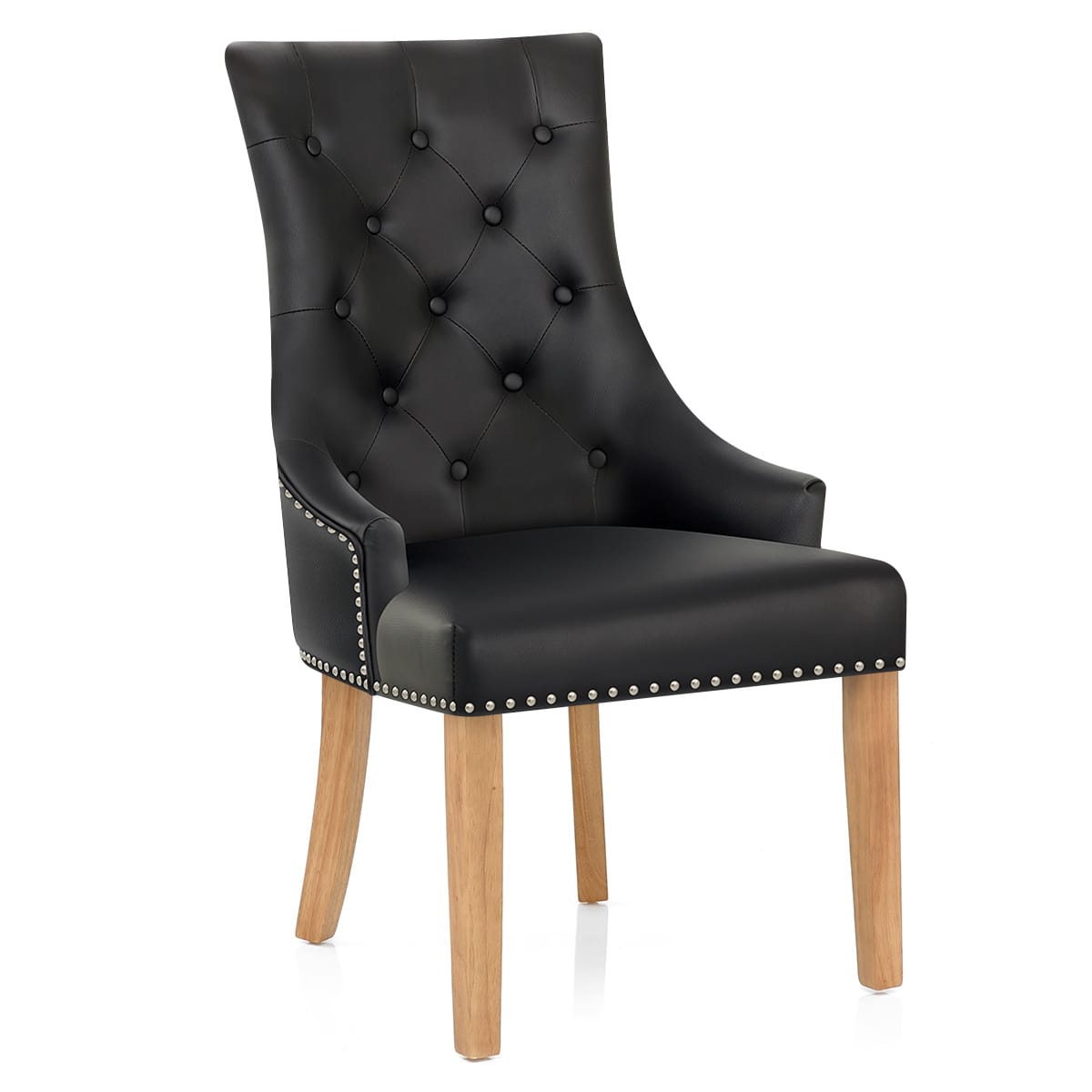 Esszimmerstuhl Eiche - Ascot - Leder Schwarz