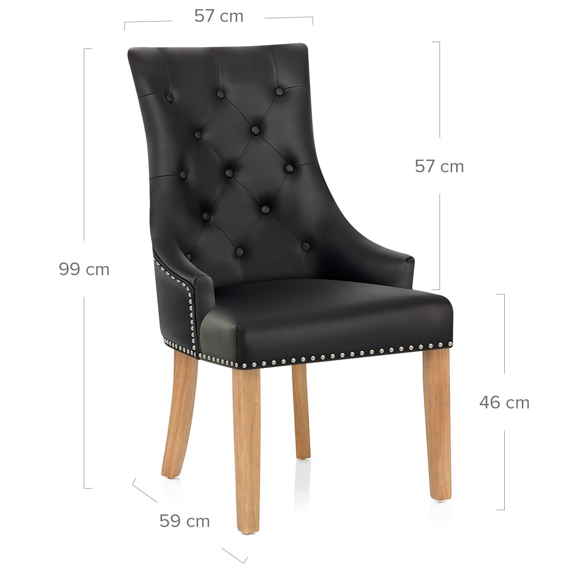 Esszimmerstuhl Eiche - Ascot - Leder Schwarz