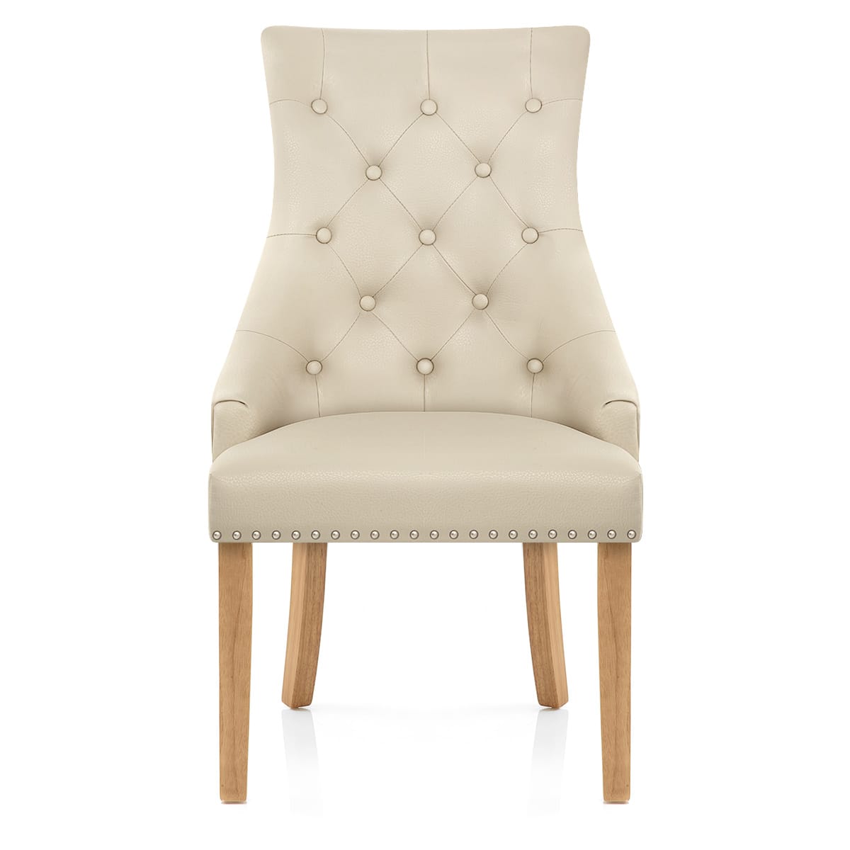 Esszimmerstuhl Eiche - Ascot - Leder Beige