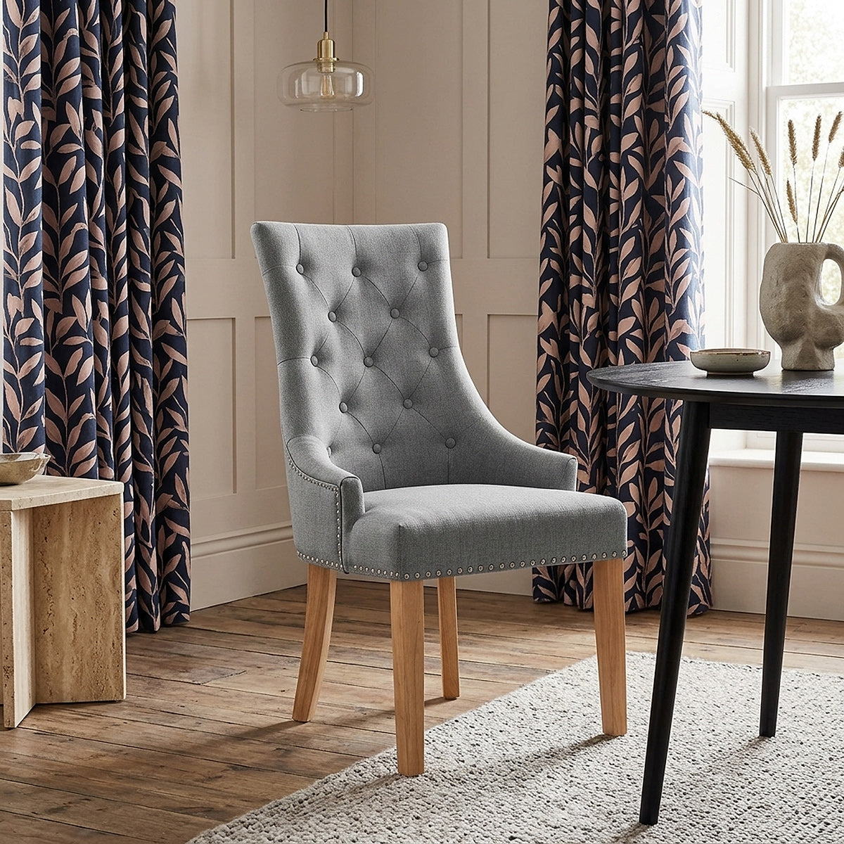 Esszimmerstuhl Stoff - Ascot - Eiche Grau