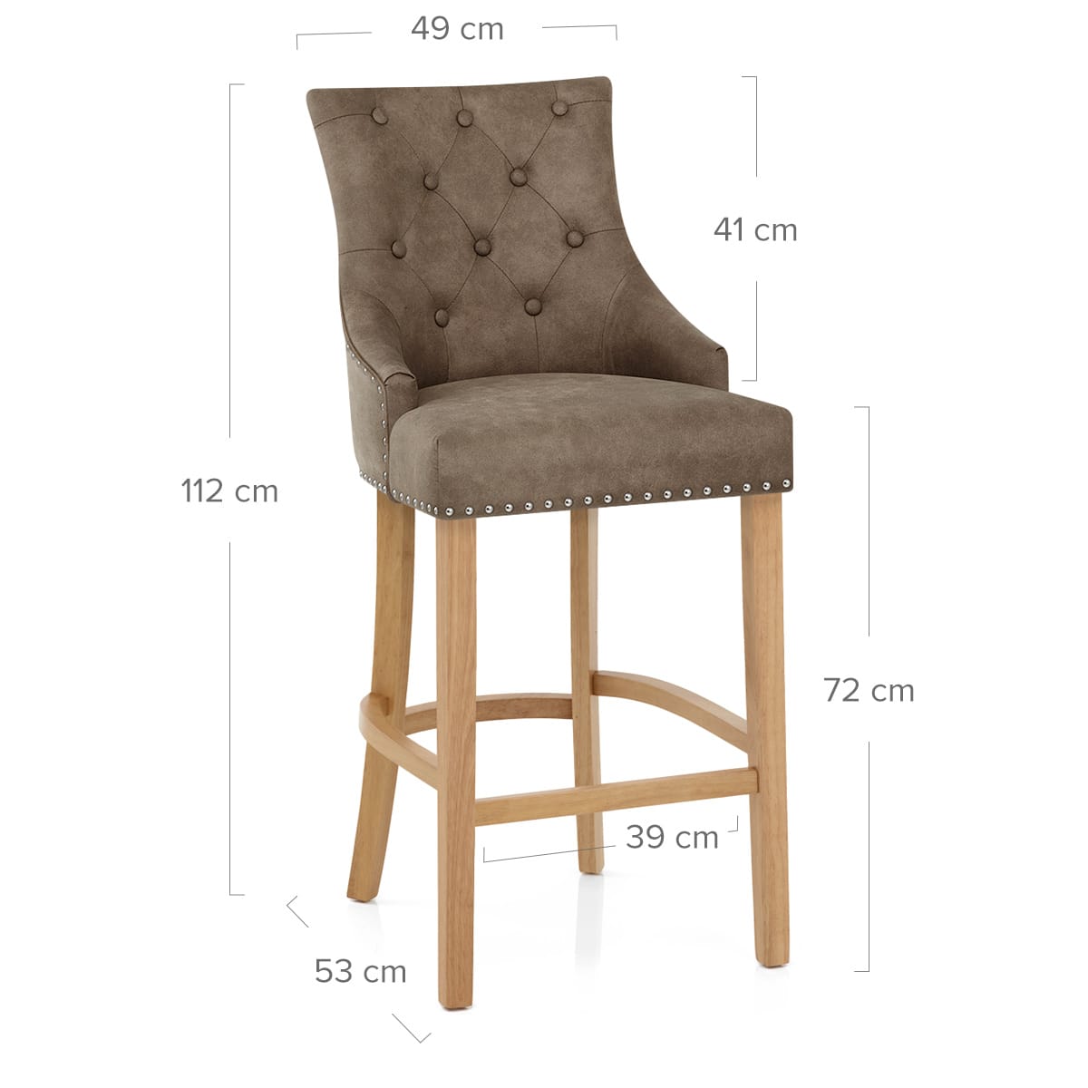 Kunstleder Barhocker - Ascot - Eiche Braun
