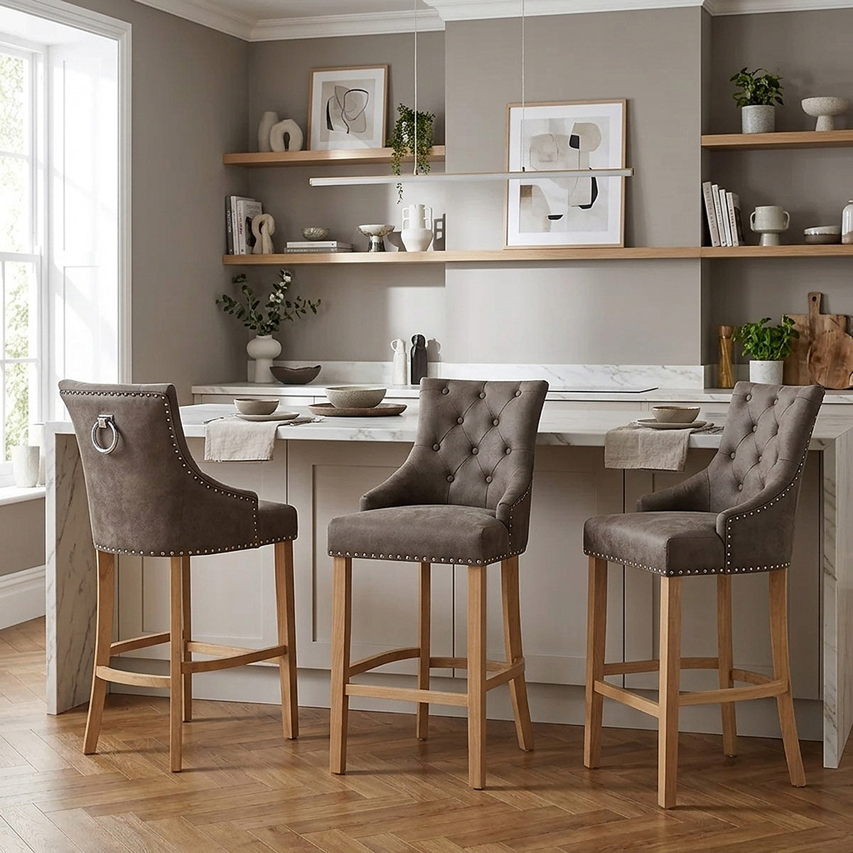 Sgabello Ecopelle Quercia - Ascot Marrone