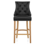 Lederfaserstoff Barhocker - Ascot - Eiche Schwarz