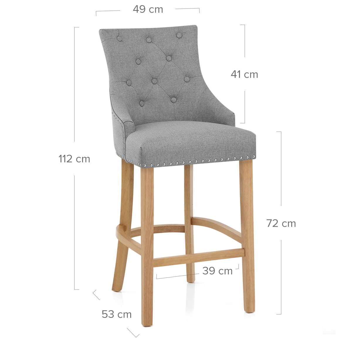 Stoffbarhocker - Ascot - Eiche Grau