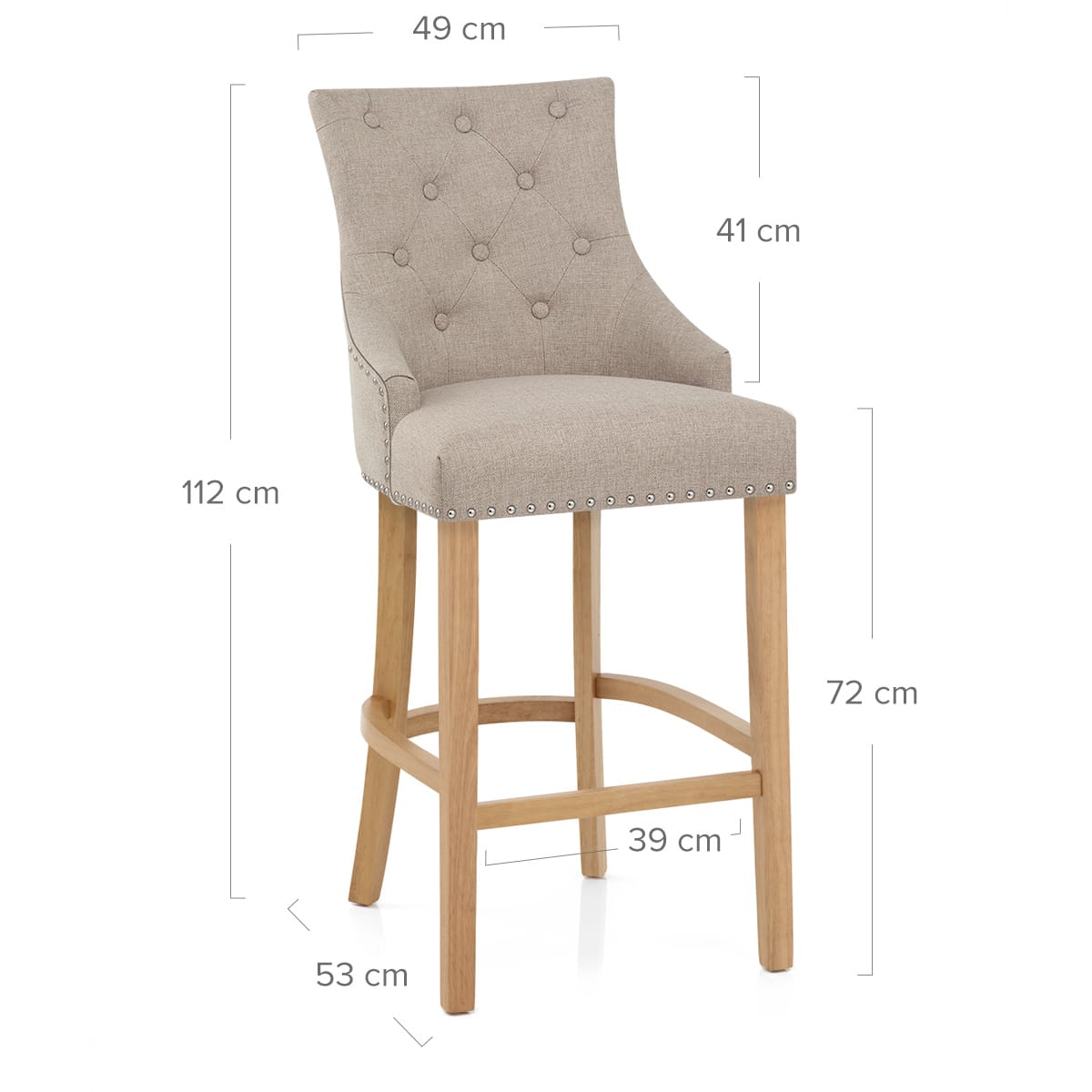 Stoffbarhocker - Ascot - Eiche Braungrau
