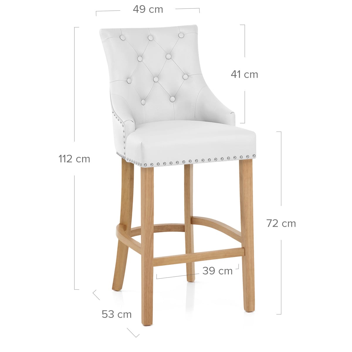 Lederfaserstoff Barhocker - Ascot - Eiche Weiß