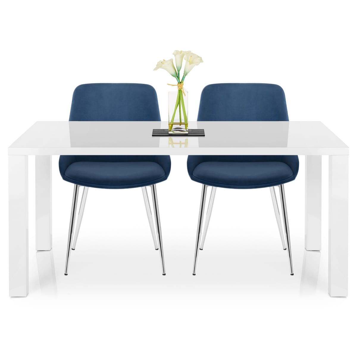 Sedia Velluto Cromato - Aston Blu