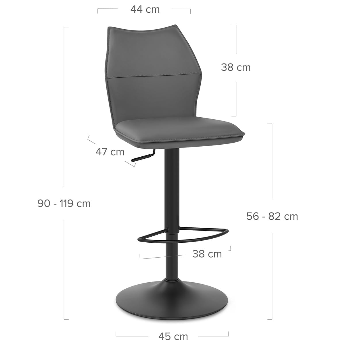 Sgabello Ecopelle Metallo - Ava Grigio
