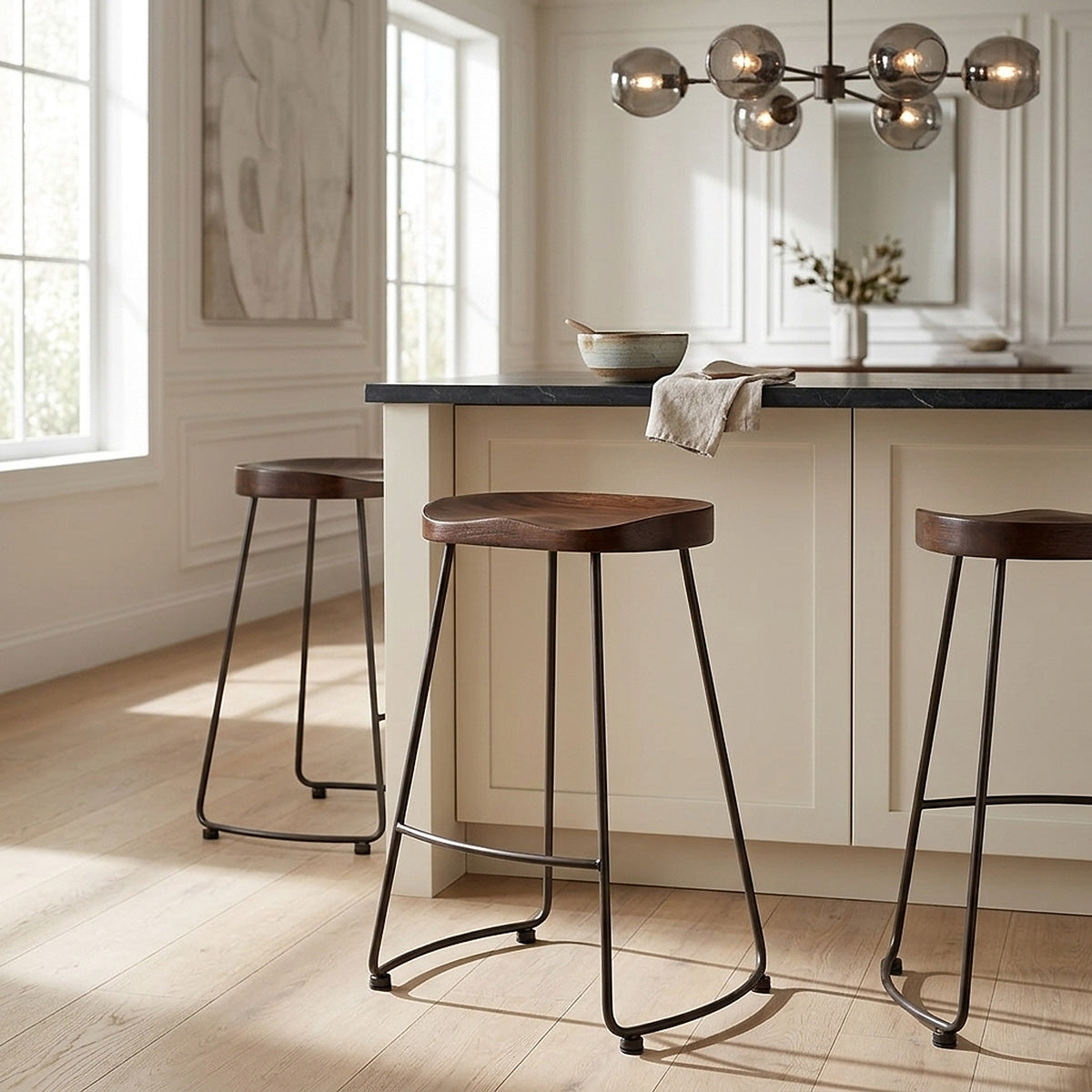 Barhocker dunkler Holz - Bloc Holz