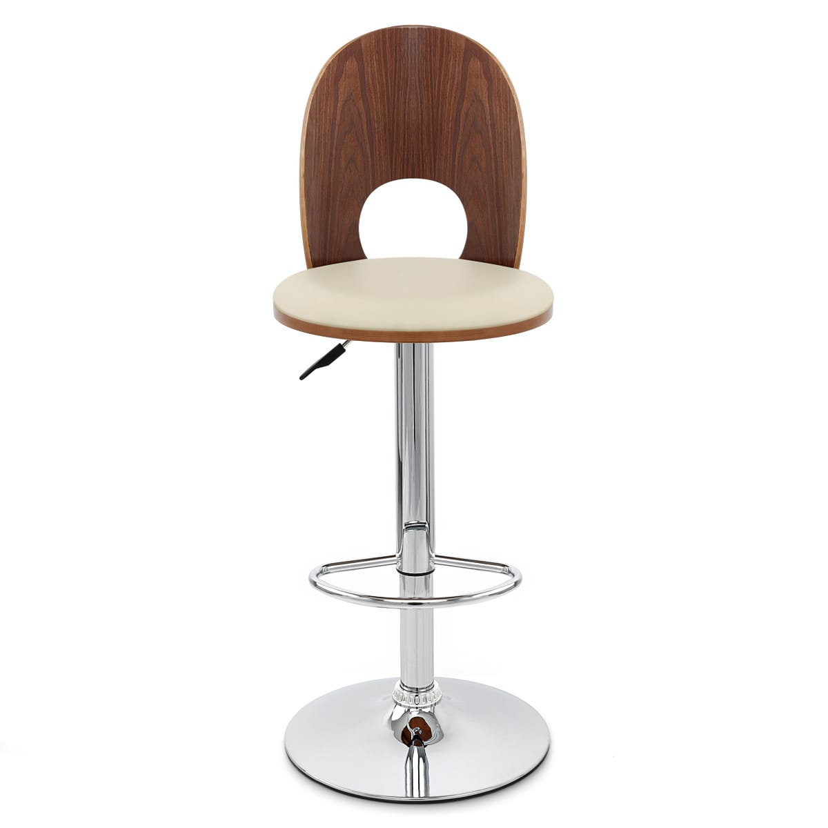 Kunstleder Holzbarhocker Chrom - Bolero Beige