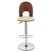 Kunstleder Holzbarhocker Chrom - Bolero Beige