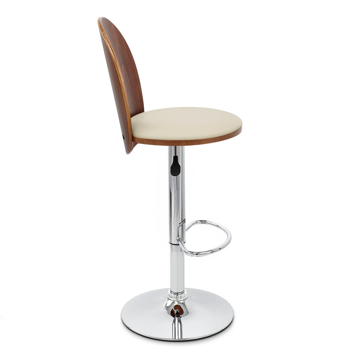 Kunstleder Holzbarhocker Chrom - Bolero Beige