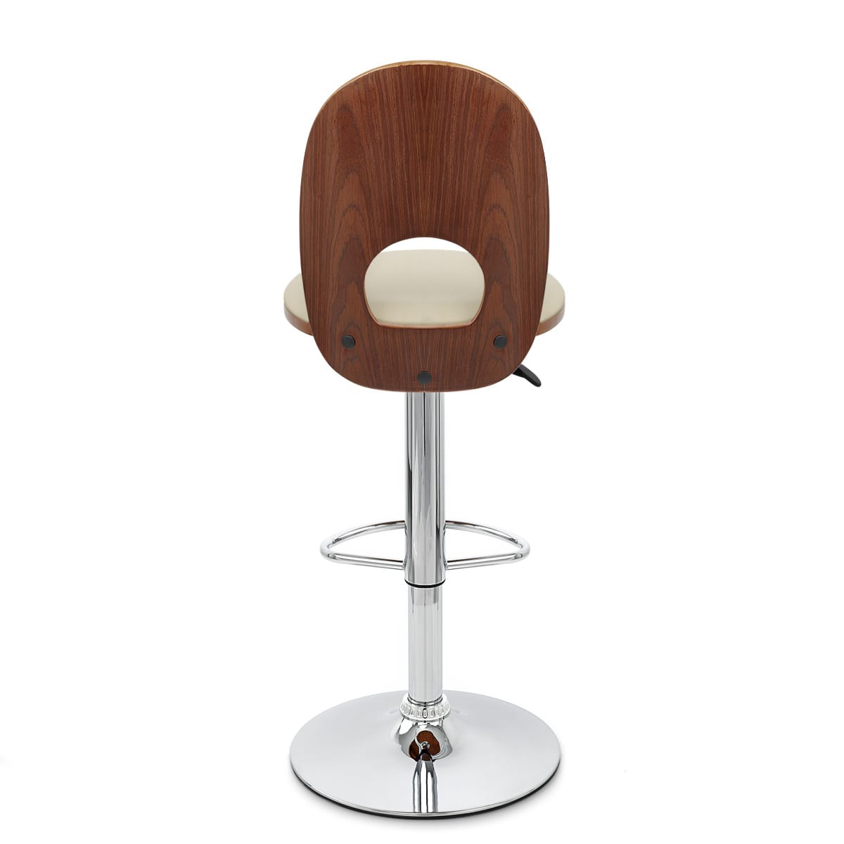 Kunstleder Holzbarhocker Chrom - Bolero Beige