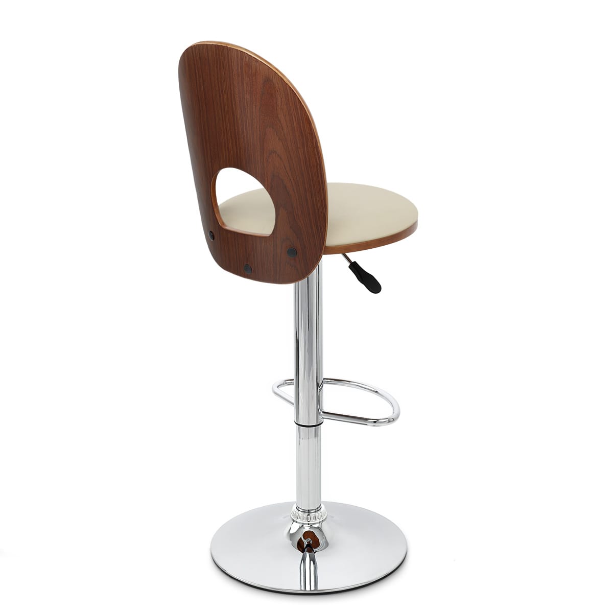 Kunstleder Holzbarhocker Chrom - Bolero Beige