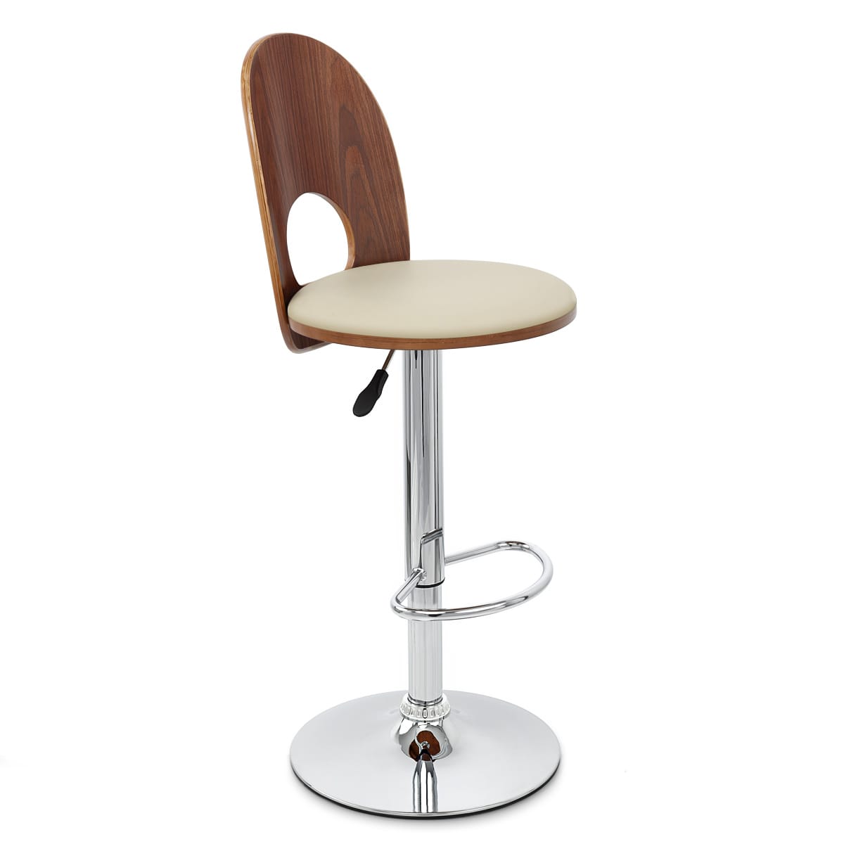 Kunstleder Holzbarhocker Chrom - Bolero Beige