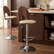 Kunstleder Holzbarhocker Chrom - Bolero Beige