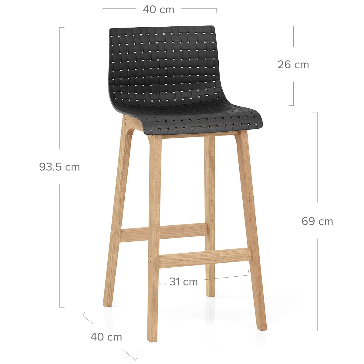 Barhocker Eiche - Bondi Schwarz