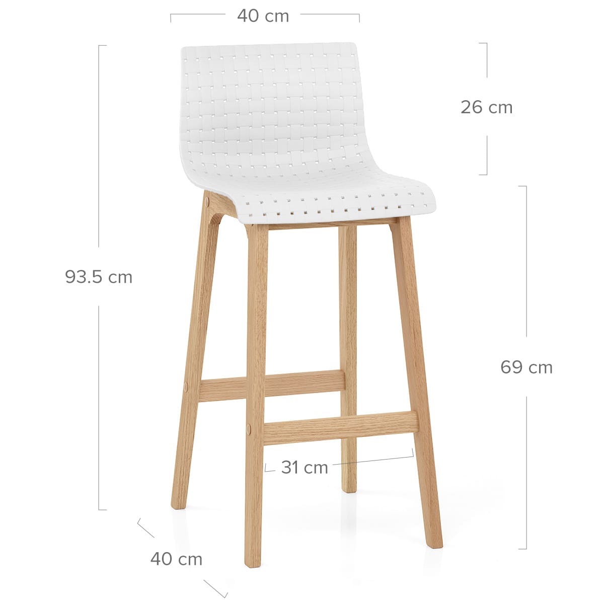 Barhocker Eiche - Bondi Weiß