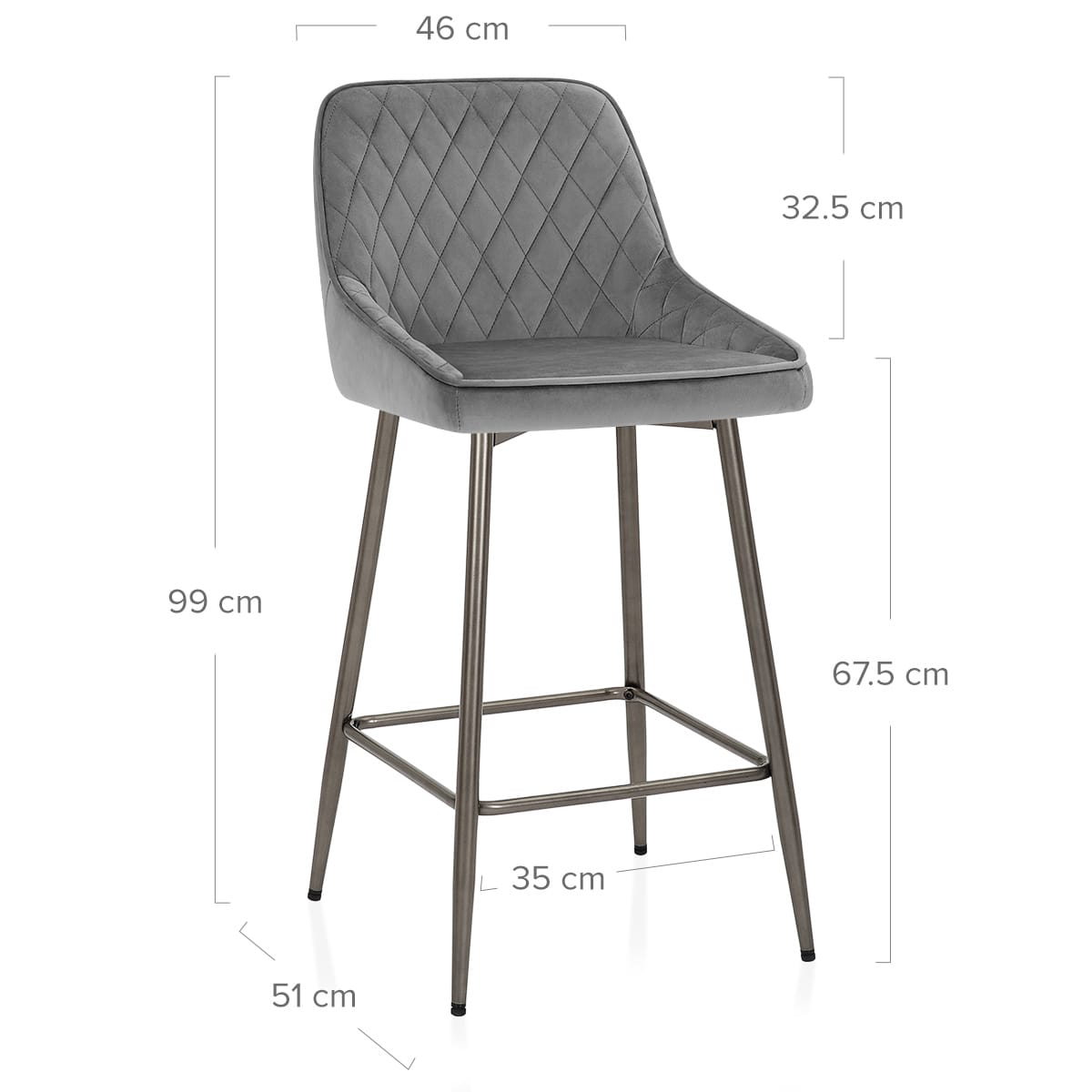 Sgabello Velluto - Brisbane Grigio