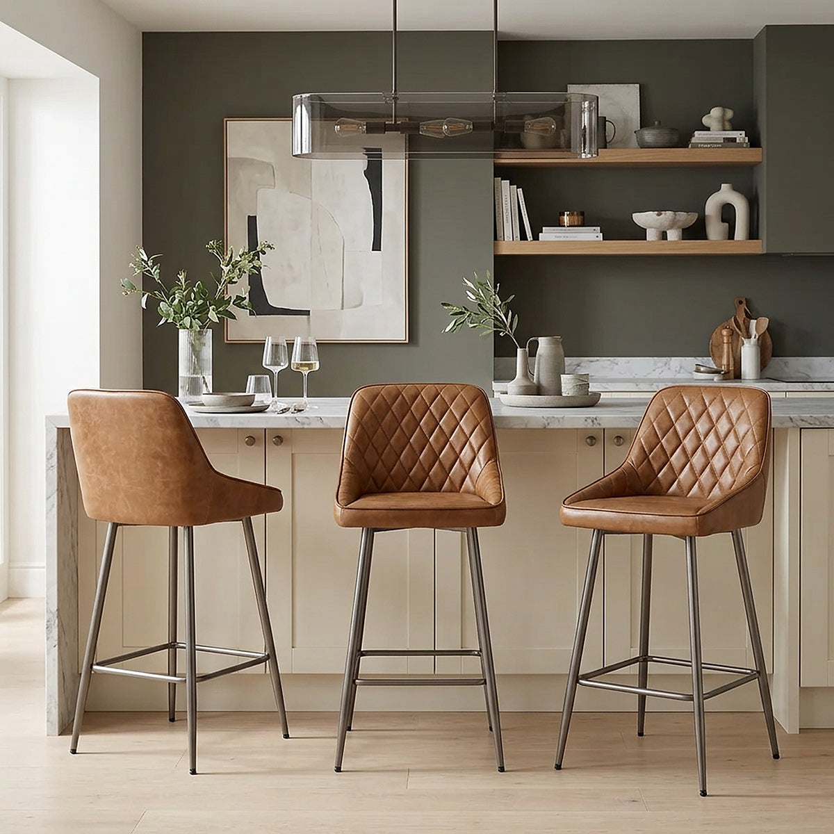 Sgabello Vera Pelle - Brisbane Marrone