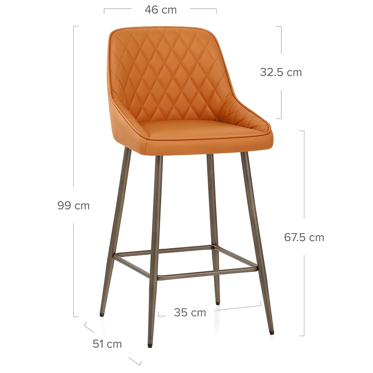 Barhocker Echtleder - Brisbane Orange