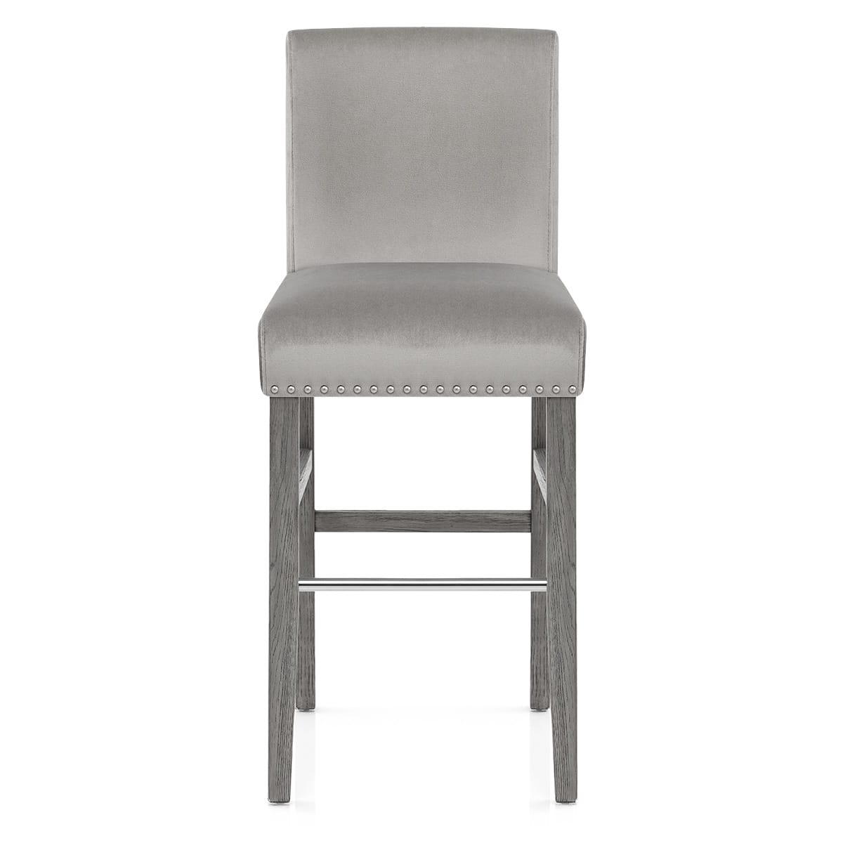 Sgabello Legno Velluto - Brunswick Grigio