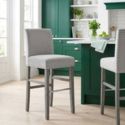 Sgabello Legno Velluto - Brunswick Grigio