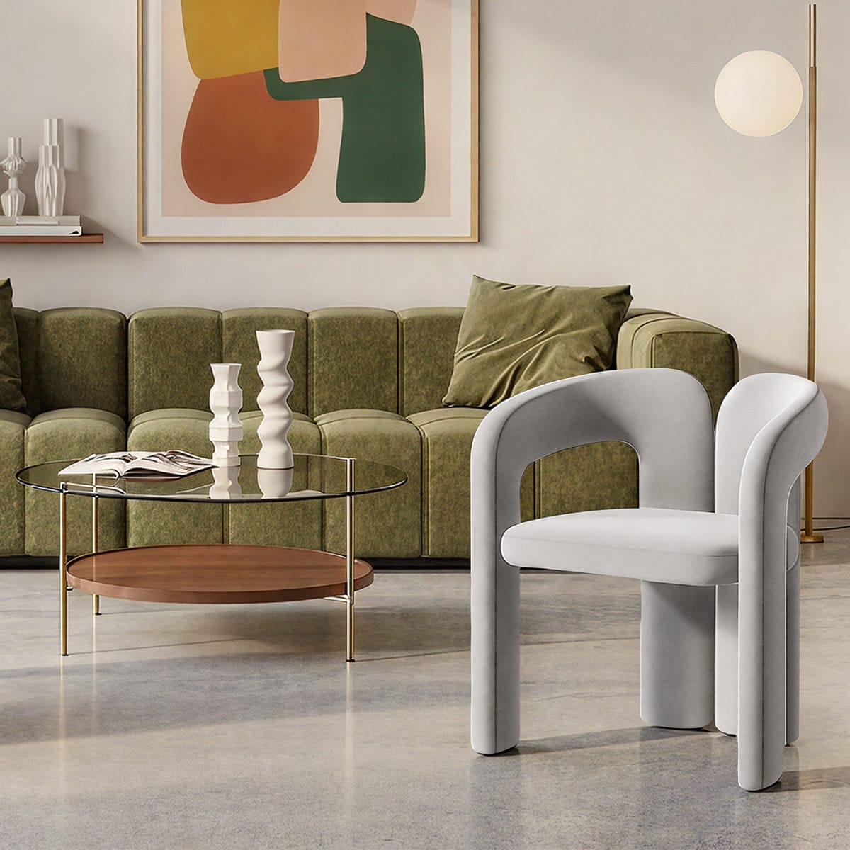 Sedia Velluto - Bubble Grigio