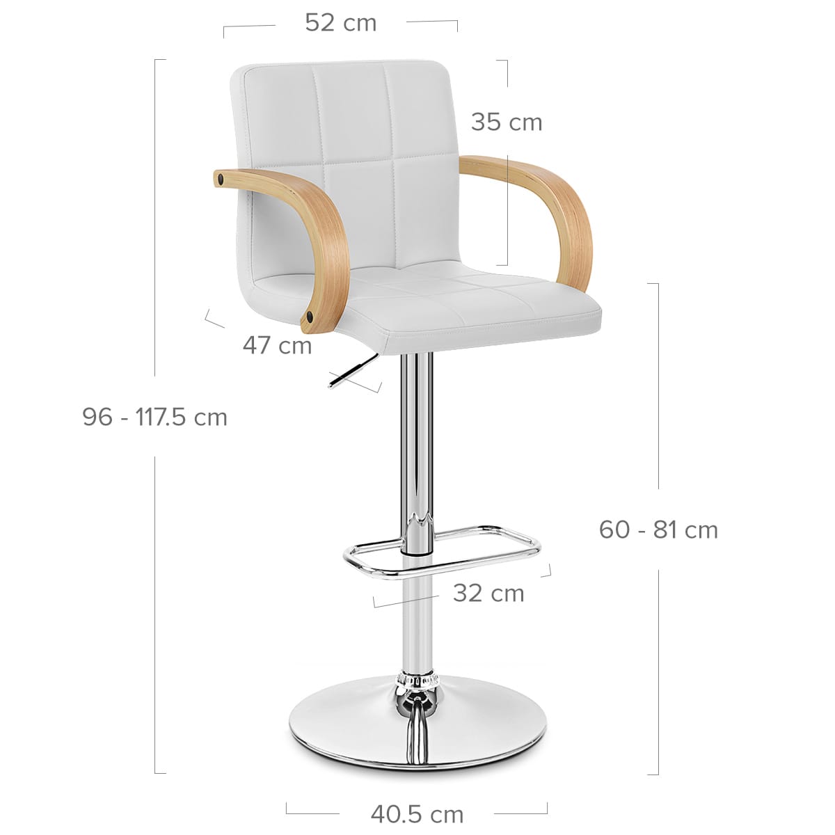 Barhocker Eiche - Burton Weiß