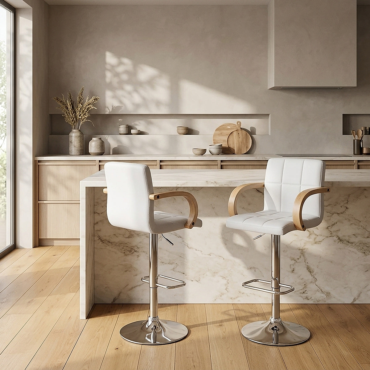 Burton Oak Bar Stool White