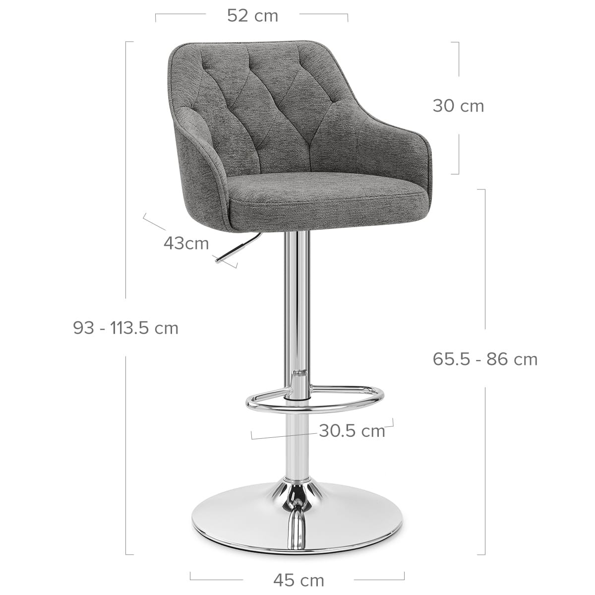 Barhocker Stoff - Butler Grau