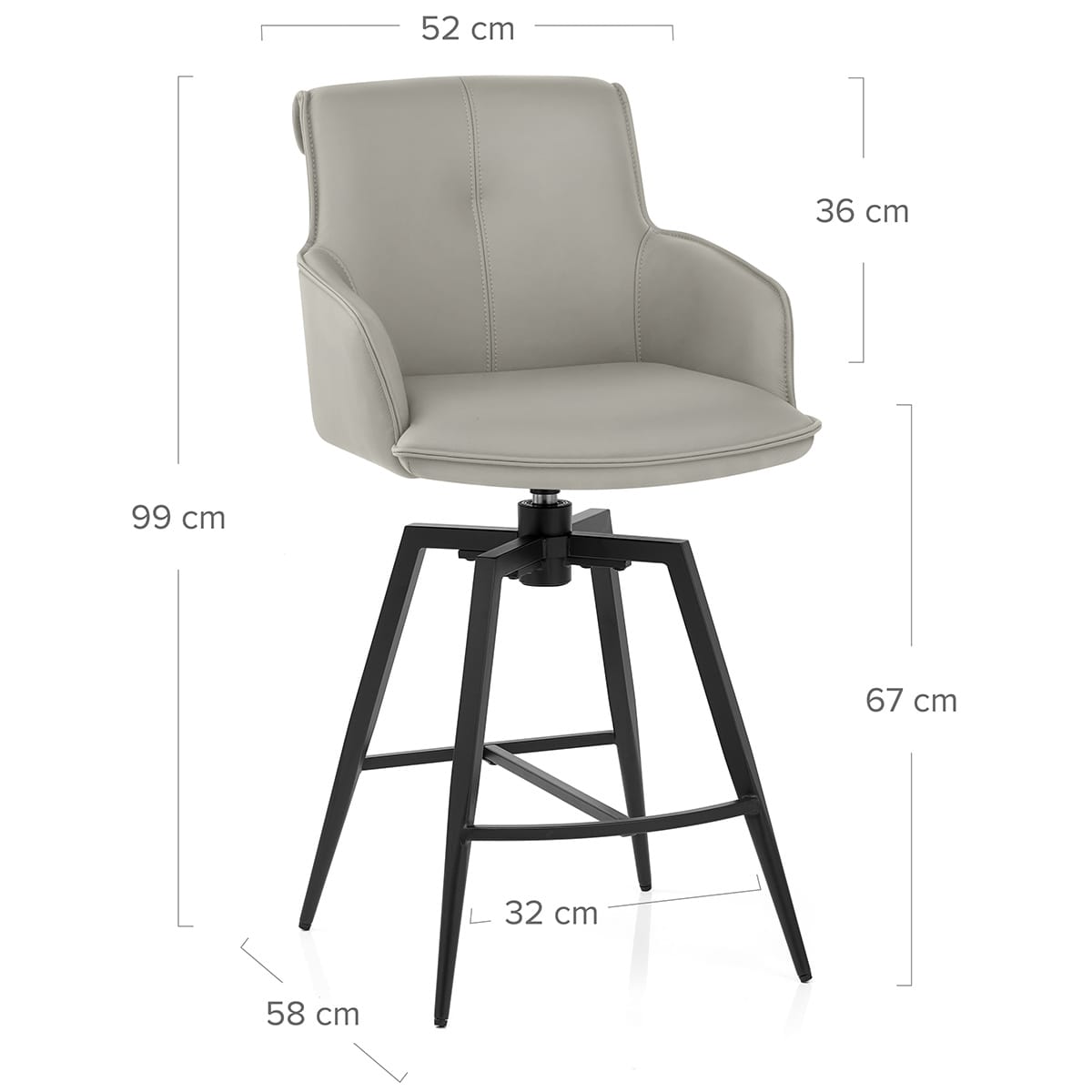 Sgabello Vera Pelle - Camden Grigio