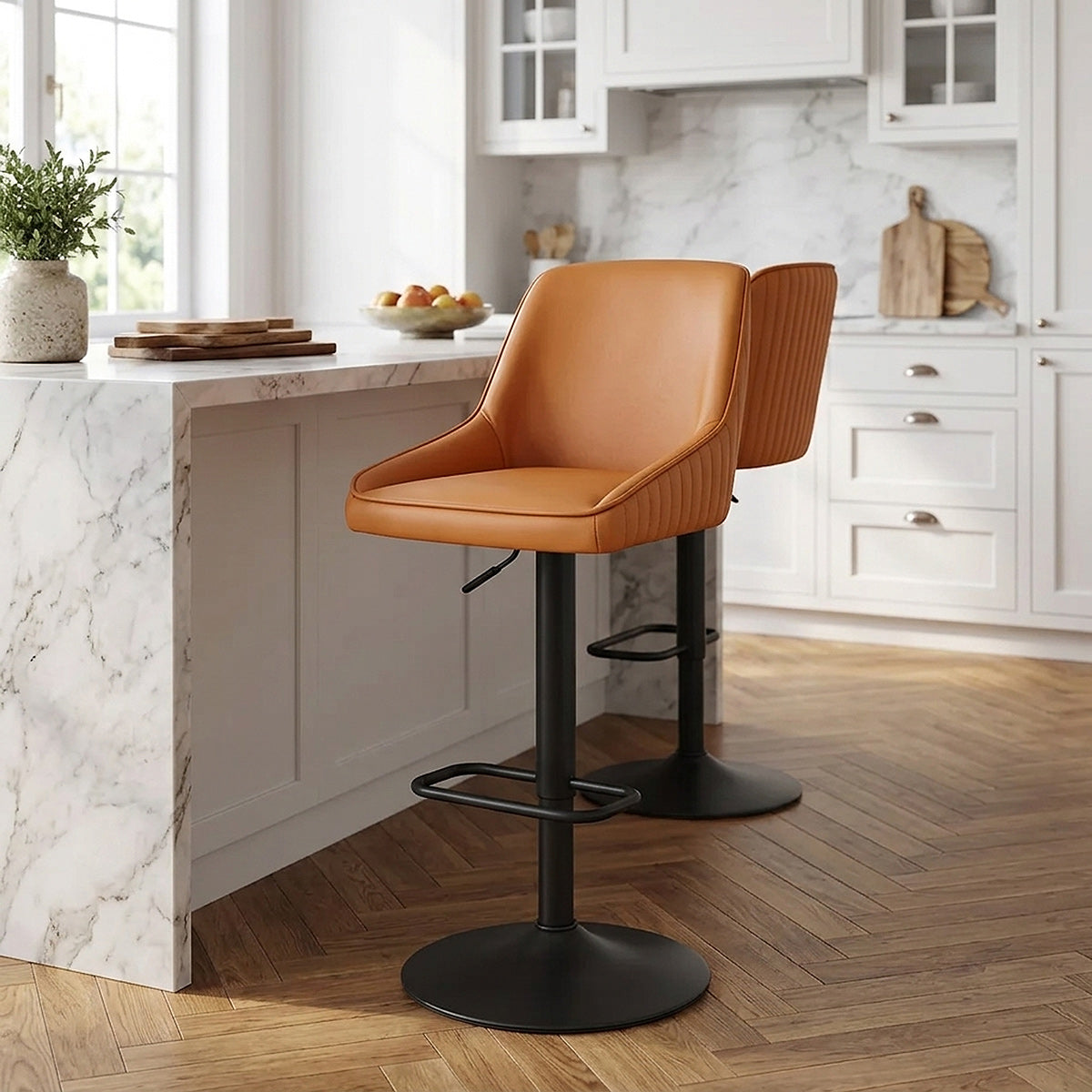 Barhocker Echtleder - Canberra Orange