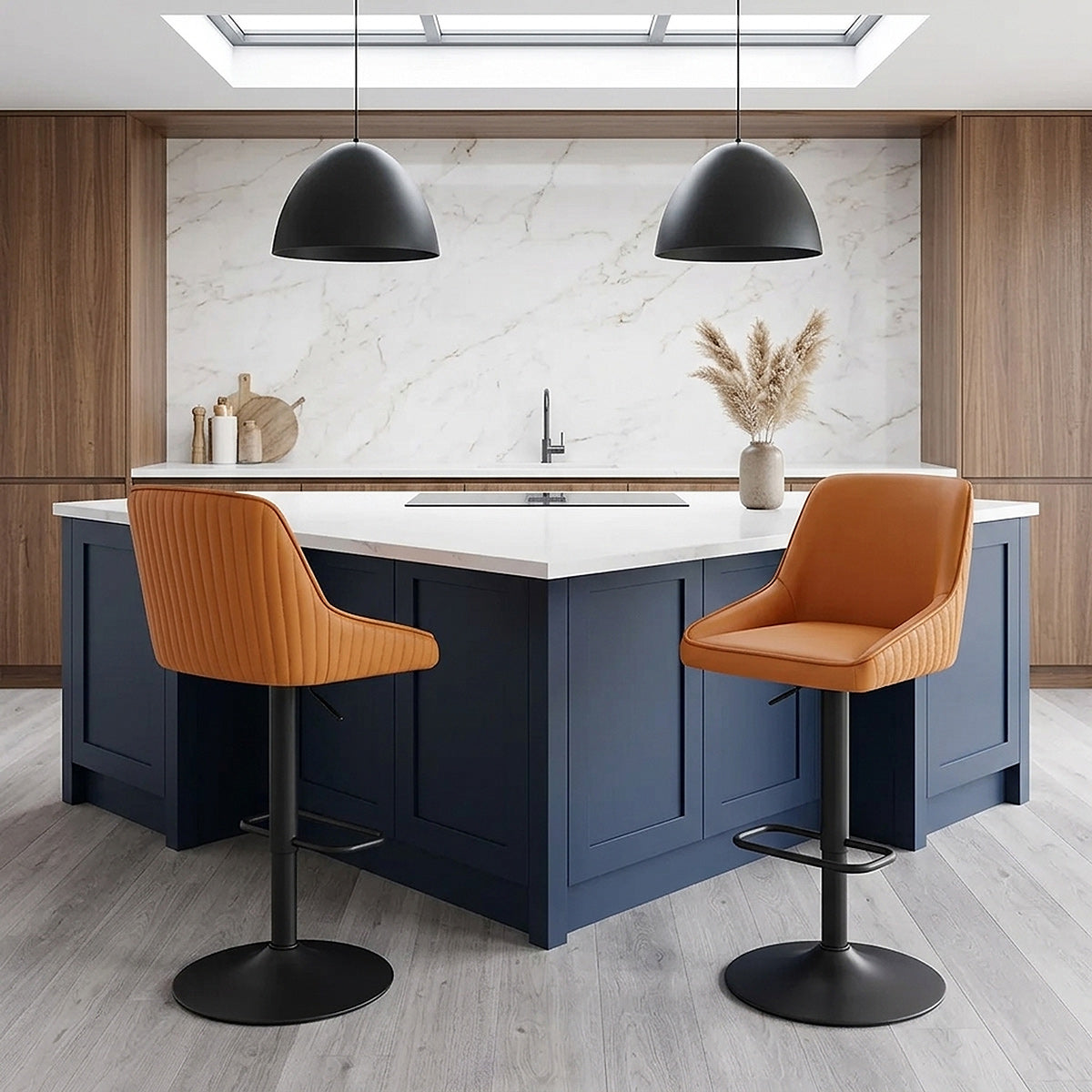 Barhocker Echtleder - Canberra Orange
