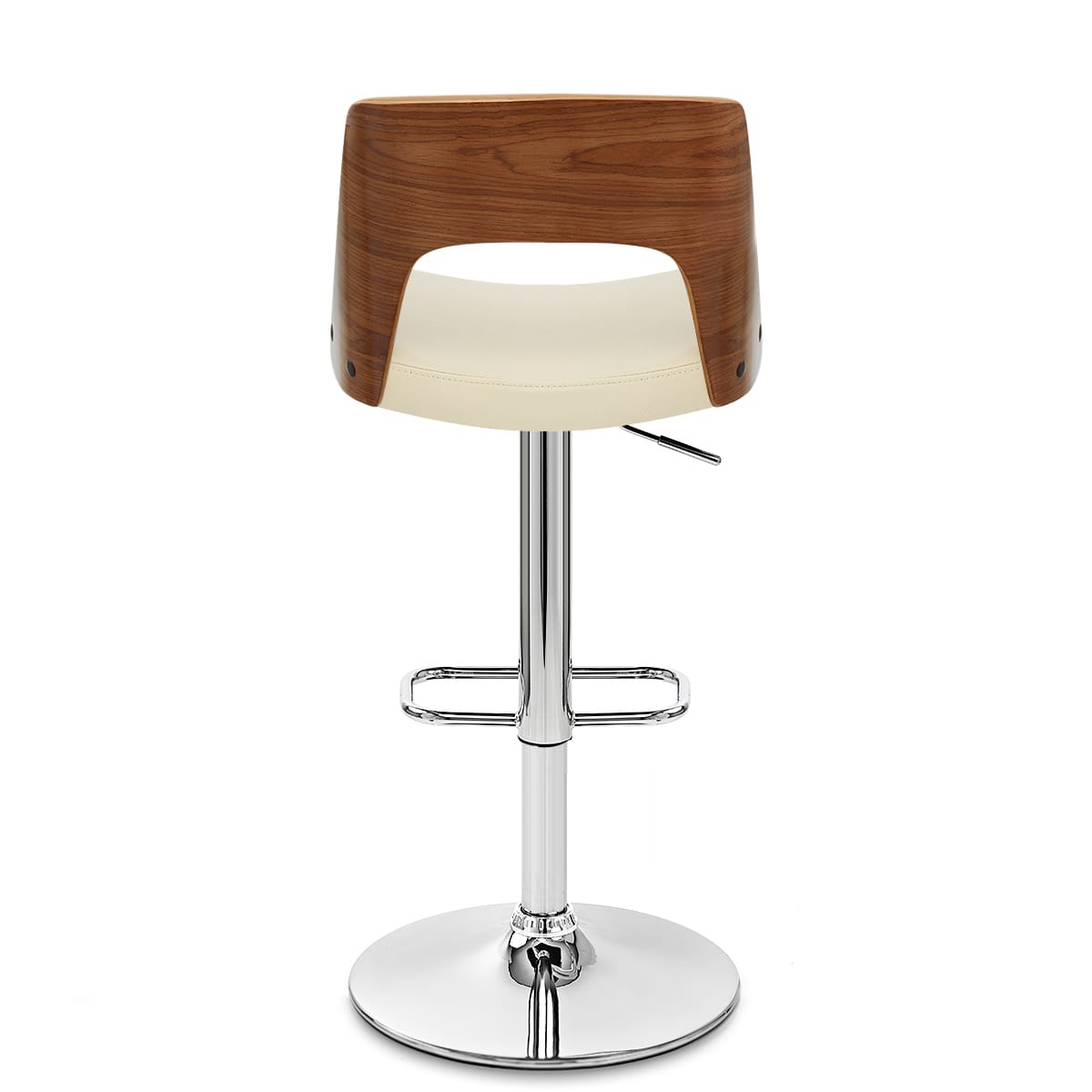 Echtleder Holzbarhocker Chrom - Carmen Beige