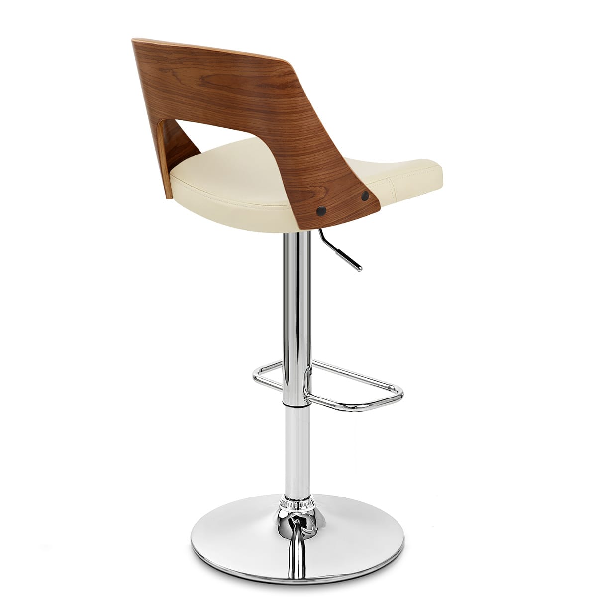 Echtleder Holzbarhocker Chrom - Carmen Beige