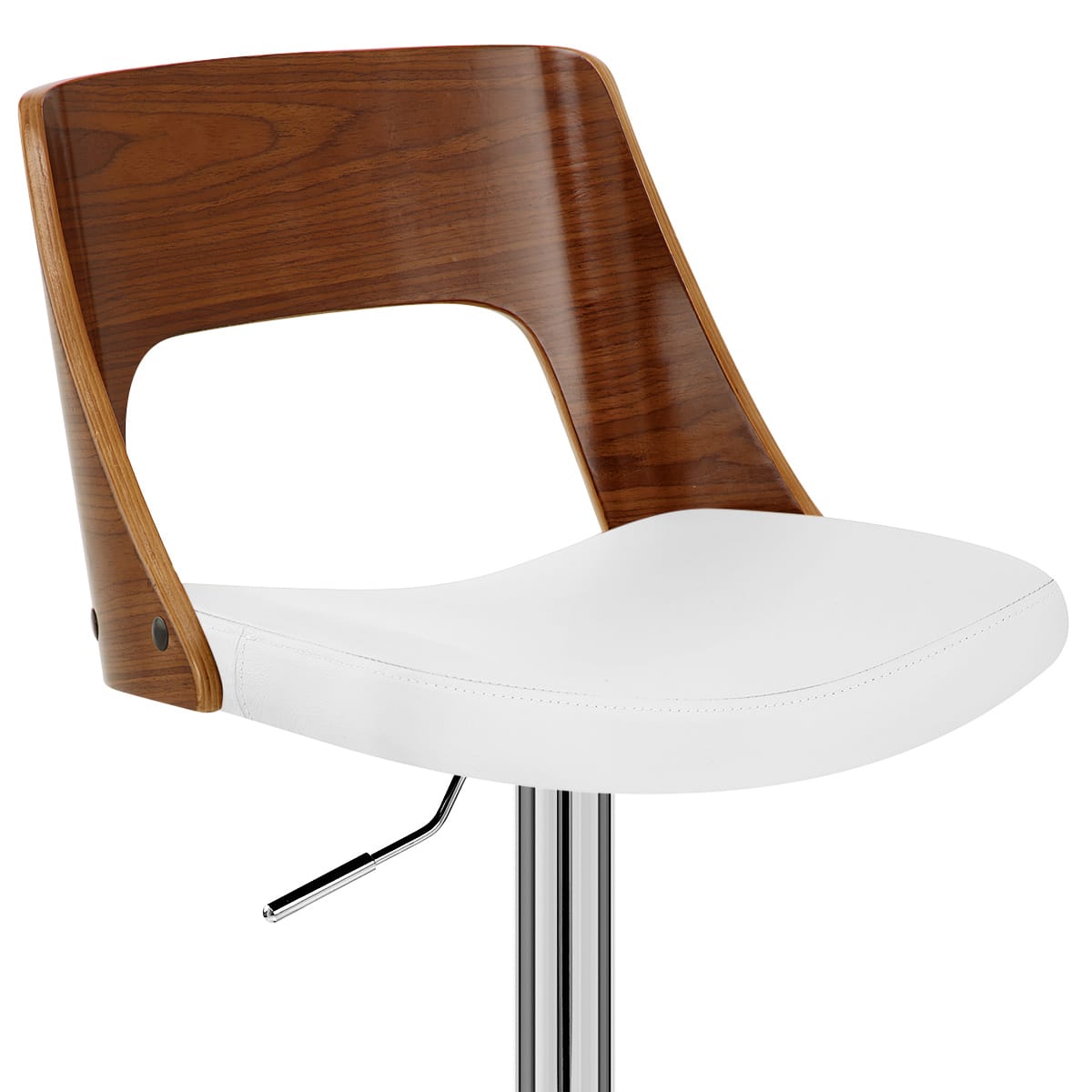 Sgabello Pelle Legno Cromato - Carmen Bianco