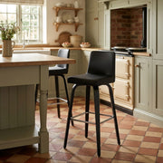 Sgabello Ecopelle Legno - Charlotte Nero