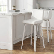 Sgabello Ecopelle Legno - Charlotte Bianco