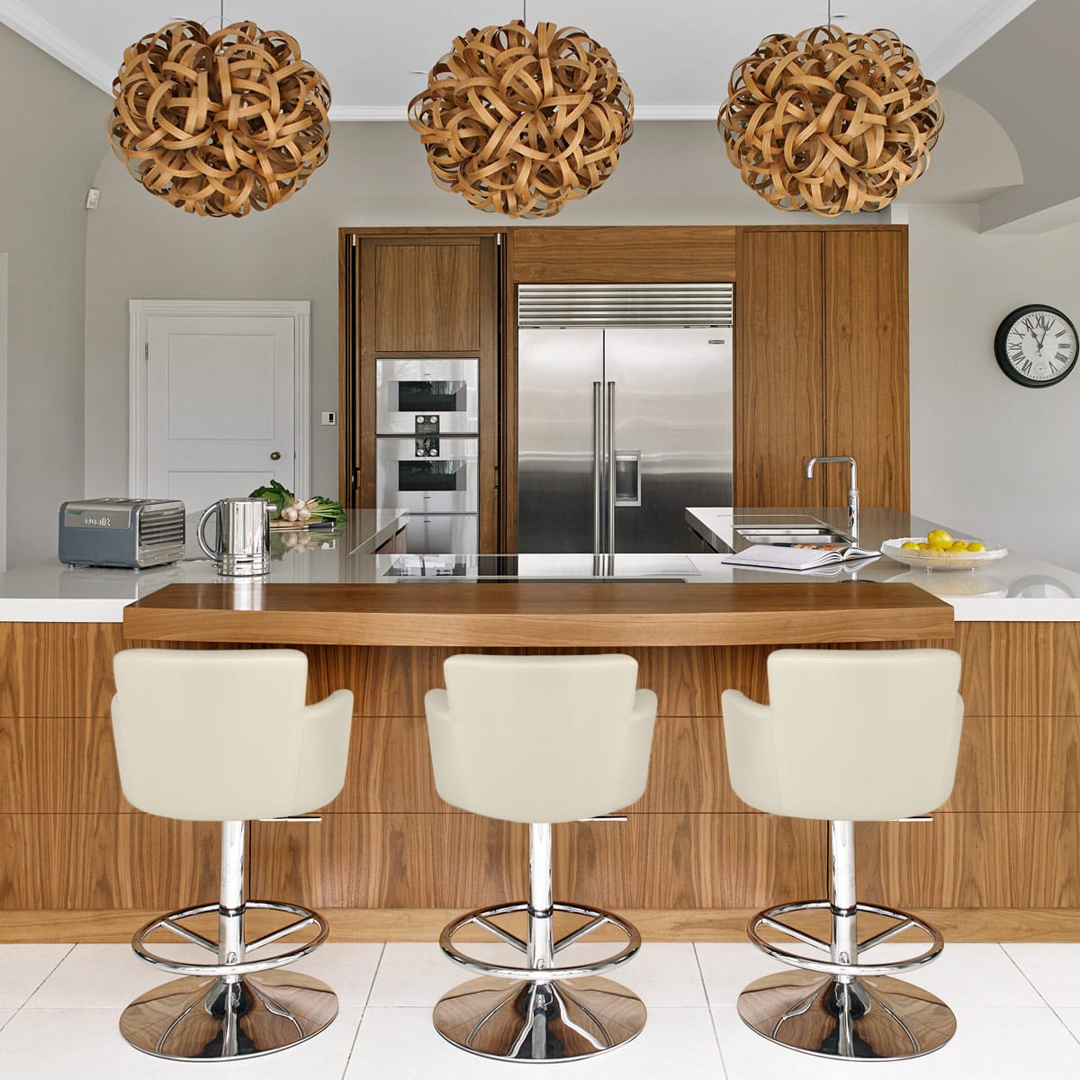 Kunstleder Barhocker Chrom - Chateau Beige