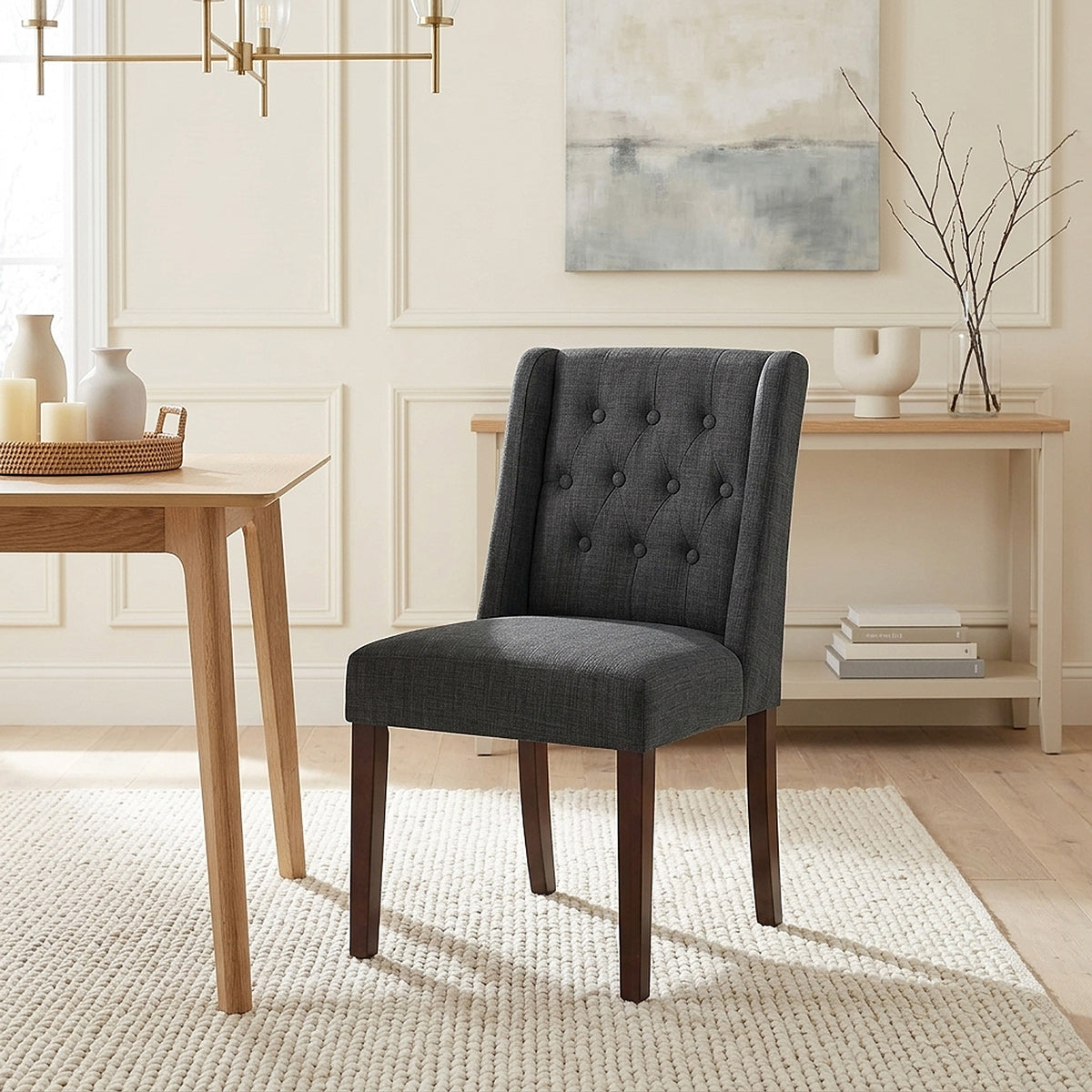 Stoff Stuhl Walnuss - Chatsworth Grau