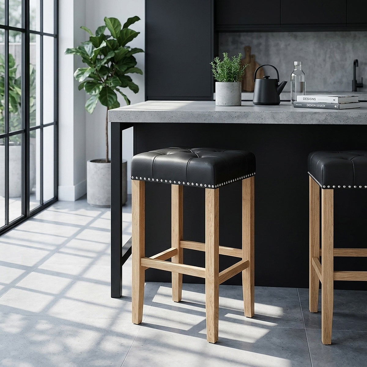 Holzbarhocker Eiche - Chelsea Schwarz